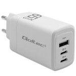 Мережевий зарядний пристрій 67W GaN/5-20V/3-3.25A/2 x USB-C PD/1 x USB QC 3.0/Білий QOLTEC