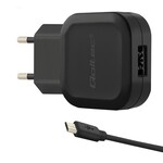 Мережевий зарядний пристрій 12W/5V/2.4A/USB + кабель Micro USB QOLTEC