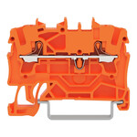 Перехідна з'єднувальна клема 2-провідна, з кнопками, 2,5 мм², з вимірювальним отвором, для застосувань Ex e II, маркування збоку та посередині, на DIN-рейку TS 35 x 15 і 35 x 7,5, Push-in CAGE CLAMP®, 2,50 мм², помаранчевий