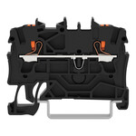 Перехідна з'єднувальна клема 2-провідна, з кнопками, 2,5 мм², з вимірювальним отвором, опис збоку та по центру, на шину TS 35 x 15 і 35 x 7,5, Push-in CAGE CLAMP®, 2,50 мм², чорна.