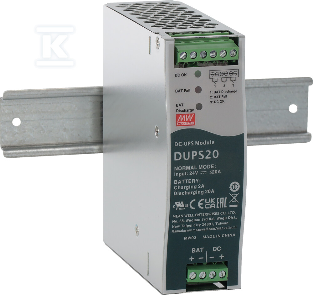 Moduł buforowy UPS na szynę DIN DUPS - DUPS20