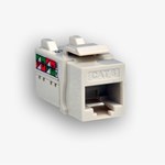 RJ45 UTP cat.6 telecommunication socket, white keystone, (width x height x depth) 14.5 x 16.1 x 33 mm, connector type IDC-LSA