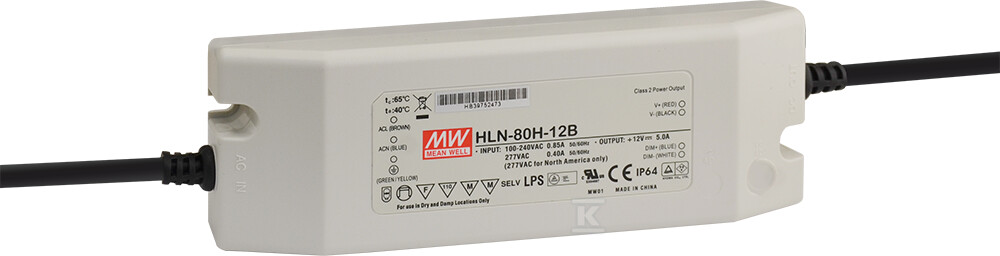 Блок живлення LED HLN 12V/60W/5A - HLN-80H-12B