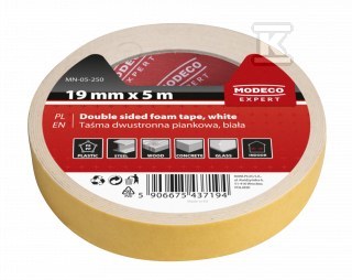 Taśma dwustronna piankowa biała 19 mm x - MN-05-252