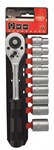 Komplet nasadek 9 sztuk 10-22 mm grzechotka 1/2'' Cr-V sanit