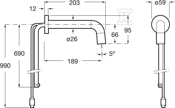 Bateria umywalkowa Roca Loft-E ścienna - A5A3643C00