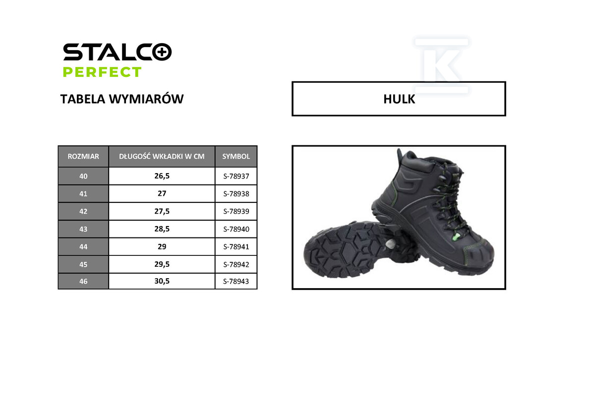 Trzewik skórzany HULK S3 roz.40 STALCO - S-78937