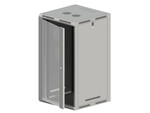 Шафа стійкова 19" 24U 600x600, двері скляні одностулкові, задня стінка суцільна, бічні панелі рухомі перфоровані, колір сірий, 4 балки ALANTEC