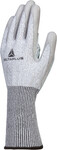 Рукавиці трикотажні з волокна DELTANOCUT®+, ДОЛОНЯ покрита поліуретаном та шкірою, в'язка 13 сірий 10