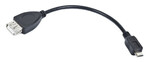 Кабель USB MICRO(м)->USB-A(ф) 2.0 0,15м OTG чорний-OEM
