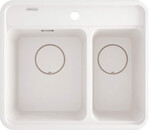 Гранітна мийка Momi, алабастр, 1,5-камерна 600x520x230 мм + аксесуари Space-Saver