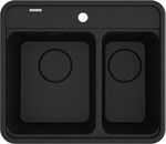 Мийка гранітна Momi, графіт металік, 1,5-камерна 600x520x230 мм + аксесуари Space-Saver Nero