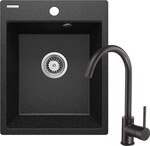 Мийка гранітна Corio з батареєю, графіт, однокамерна 400x500x211 мм + батарея BEU_B62E чорна + аксесуари Space-Saver