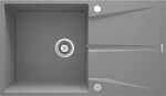 Мийка гранітна Corio, сірий металік, однокамерна з сушаркою 860x500x216 мм + аксесуари Space-Saver + заглушка отвору