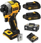 Імпульсний гвинтокрут DEWALT XR 18V безщітковий, компактний, момент 205Nm, 2 акумулятори 2.0Ah, зарядний пристрій та кейс TSTAK DCF850D2T-QW