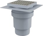 Kratka ściekowa 150x150/110 mm odpływ pionowy, kratka nierdzewna, dwa poziomy izolacji, syfon mokry APV13