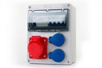 Tablero R-240 8M - enchufes 16A 5p, 2x230V + protecciones (RCD 4P 40A tipo AC, 3P C16A, 1P B16A) IP44, ONNLINE