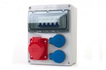 Tablero R-240 8M - enchufes 16A 5p, 2x230V + protecciones (3P C16A, 1P B16Ax2) IP44, ONNLINE
