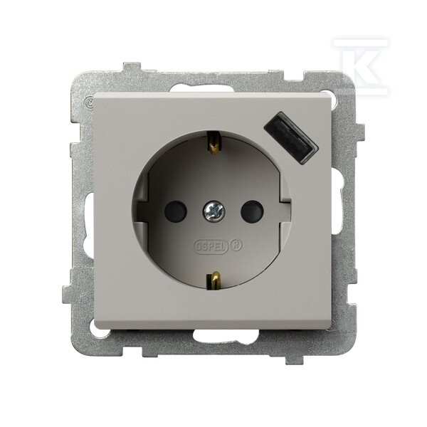 Одинарна розетка з заземленням Schuko з - GP-1RSPUSB/M/82