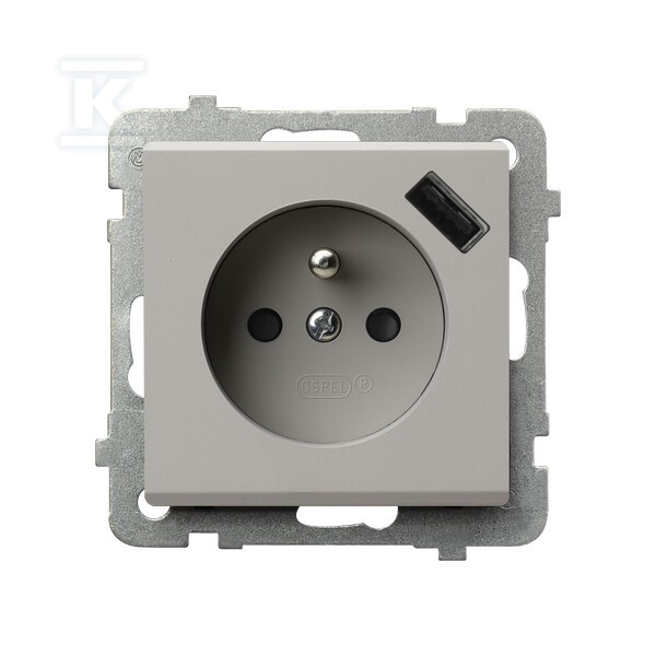 Одинарна розетка з заземленням та - GP-1RZPUSB/M/82