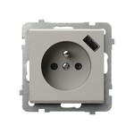 Одинарна розетка з заземленням та захисними пластинами для струмових шин, з USB-зарядним пристроєм SONATA KASZMIR