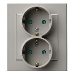 Подвійна розетка з заземленням Schuko з перетиками каналів струму, повний комплект з рамкою SONATA KASZMIR