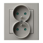 Подвійна розетка з заземленням та захисними пластинами, повний комплект з рамкою SONATA KASZMIR