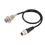 Czujnik zbliżeniowy, indukcyjny, niklowo-mosiężny, krótki korpus, M18, osłonięty, 8 mm, DC, 3-przewodowy, PNP NO, IO-Link COM3, M12 wtyczka Smartclick, 0,3 m, E2E-X8B1T18-M1TJ 0.3M
