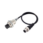 Czujnik zbliżeniowy, indukcyjny, niklowo-mosiężny, krótki korpus, M18, nieekranowany, 10 mm, DC, 3-przewodowy, PNP NO, IO-Link COM3, M12 z przewodem Smartclick, 0,3 m, E2E-X10MB1T18-M1TJ 0.3M