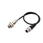 Czujnik zbliżeniowy, indukcyjny, niklowo-mosiężny, krótki korpus, M12, osłonięty, 2 mm, DC, 3-przewodowy, PNP NO, IO-Link COM3, M12 ogonek Smartclick, 0,3 m, E2E-X2B1T12-M1TJ 0.3M