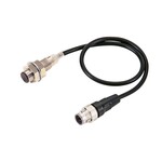 Czujnik zbliżeniowy, indukcyjny, niklowo-mosiężny, krótki korpus, M12, osłonięty, 9 mm, DC, 3-przewodowy, PNP NO, IO-Link COM3, M12 ogonek SMARTCLICK, 0,3 m, E2E-X9B1T12-M1TJ 0.3M