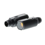Czujnik fotoelektryczny, lufa gwintowana M18, plastikowy, czerwona dioda LED, przezwiatowy, 15 m, PNP, światło-WŁ/ciemność-WŁ, złącze M12, E3F1-TP21