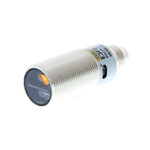 Czujnik fotoelektryczny, lufa gwintowana M18, metalowa, czerwona dioda LED, tłumienie tła, 100 mm, PNP, światło-WŁ/ciemno-WŁ, złącze M12, E3FB-LP21