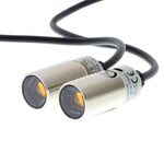Czujnik fotoelektryczny, lufa gwintowana M18, metalowa, czerwona dioda LED, przezwiązkowy, 20?m, NPN, światło-wł/ciemno-wł, kabel 2?m, E3FB-TN11 2M