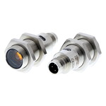 Czujnik fotoelektryczny, lufa śrubowana M18, stal nierdzewna, czerwona dioda LED, przezświetlenie, 20 m, NPN, światło-wł/ciemny-wł, złączka M12, E3FC-TN21