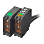 Czujnik fotoelektryczny, korpus kwadratowy, dioda led podczerwieni, przezświetleniowy, 5 m, pnp, L-ON/D-ON wybieralny, kabel 2 m, E3JK-TP14 2M