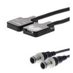 Czujnik fotoelektryczny, przezświetleniowy, 500 mm, DC, 3-przewodowy, PNP, ciemne włączenie, płaski, złączka M8 3 pin, mocowanie M2, E3T-FT14-M5J 0.3M