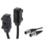 Czujnik fotoelektryczny, przezświetleniowy, 2m, DC, 3-przewodowy, NPN, światło włączone, widok z boku, złączka M12-Smart Click, mocowanie M2, E3T-ST13-M1TJ 0.3M