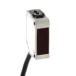 Czujnik fotoelektryczny, obudowa prostokątna, stal nierdzewna, czerwona dioda LED, retrorefleksyjny, przezroczysty obiekt, 500 mm, z potencjometrem, NPN, światło-włącz/ciemno-włącz, kabel 2 m, E3ZM-B61T 2M
