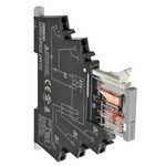 Przekaźnik wejściowy Slimline 6 mm z podstawą, SPDT, 50 mA, zaciski Push-in, 110 VAC
