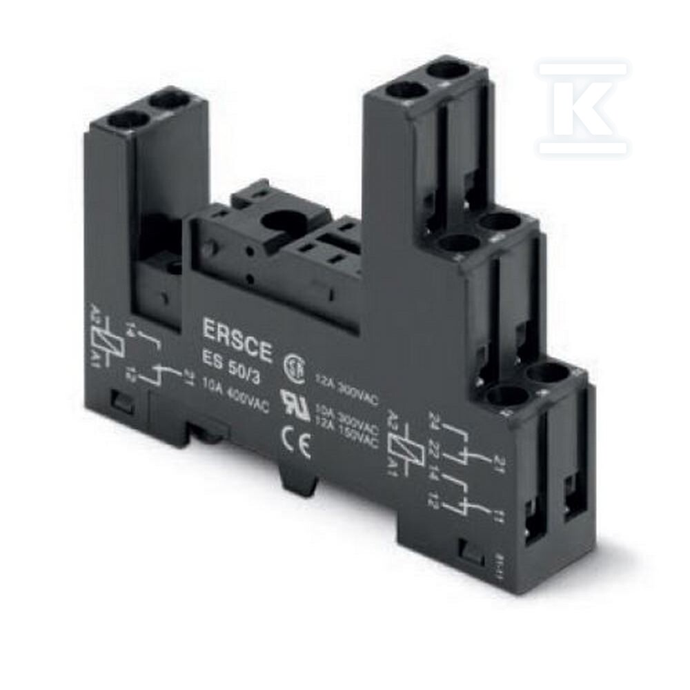 Gniazdo przekaźnika PCB, montaż na DIN, - PES50/3