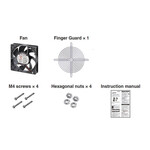 Wentylator osiowy DC, plastikowe łopaty, ramka 120x25, niska prędkość, 1×osłona palcowa, 4לruby M4×40 mm, 4×nakrętki M4, R89F-DS1225L-S1