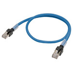 Kabel patch Ethernet S/FTP Cat.6A PUR, niebieski, elastyczny, 0,2 m