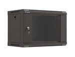 Szafa instalacyjna RACK wisząca 19" 6U 540x350 czarna drzwi przeszklone (Flat Pack) LANBERG