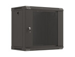 Szafa instalacyjna RACK wisząca 19" 9U 540x350 czarna drzwi przeszklone (Flat Pack) LANBERG