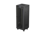 Szafa instalacyjna RACK stojąca 19" 32U 600x600 czarna drzwi perforowane LCD (Flat Pack) LANBERG
