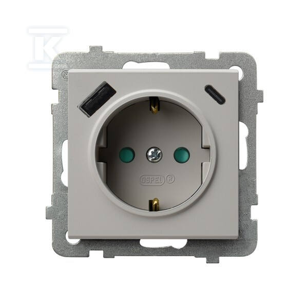 Одинарна розетка з заземленням Schuko з - GP-1RSPUSBAC/M/82