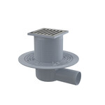 Kratka ściekowa 105×105/50 mm odpływ boczny, kratka nierdzewna, syfon mokry APV103
