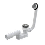 Syfon brodzikowy z odpływem 50 mm, zamknięcie klik-klak, metalowy, przepływ 48 l/min, z przelewem, chrom