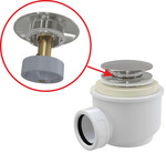 Syfon brodzikowy z odpływem 50 mm, zamknięcie klik-klak, metalowy, przepływ 48 l/min, bez przelewu, chrom